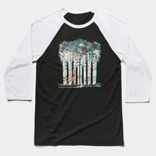 Tree Forest and deer watercolor effect Baseball T-Shirt